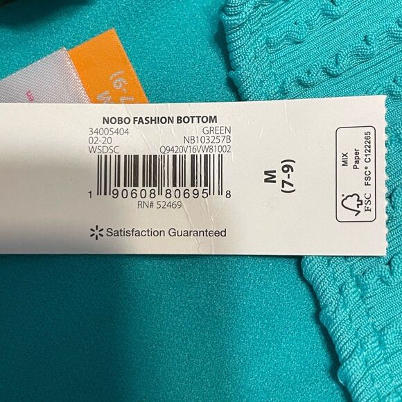 No Boundaries Cheeky Low Rise Bikini Bottom Teal Green Crinkle Side Accent M - Picture 8 of 9